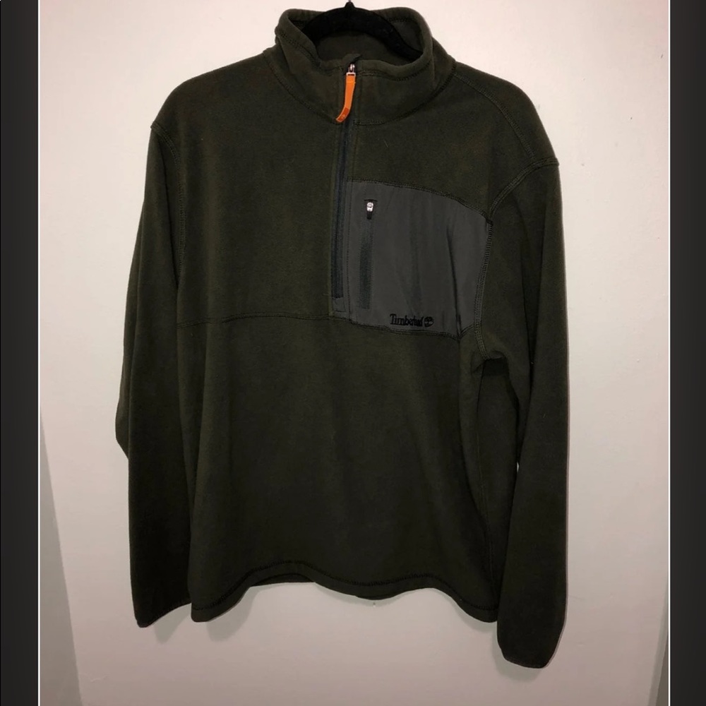 timberland half zip green jacket